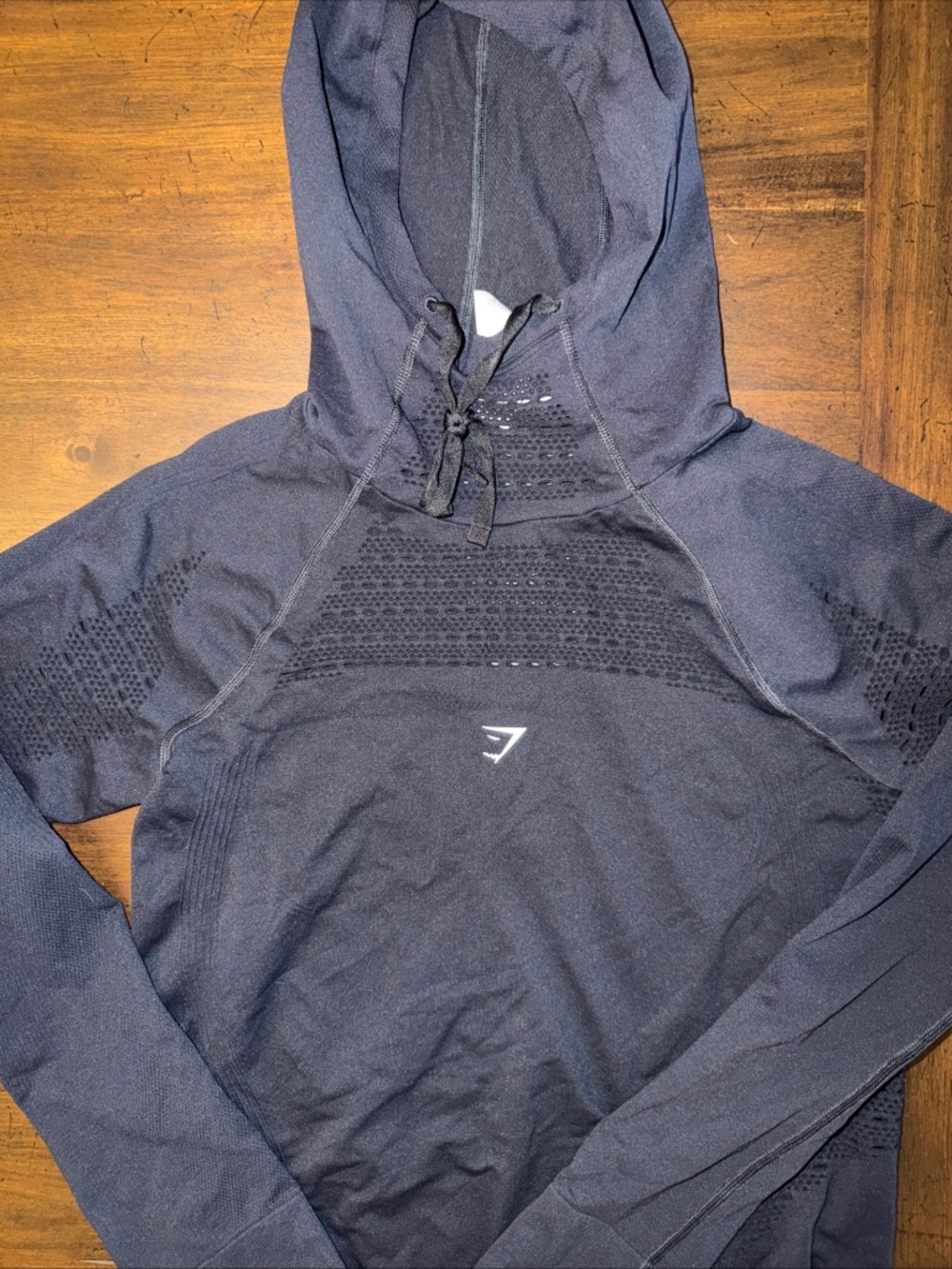 Gymshark womens black mesh cutout athletic hoodie Size XS Stretch
